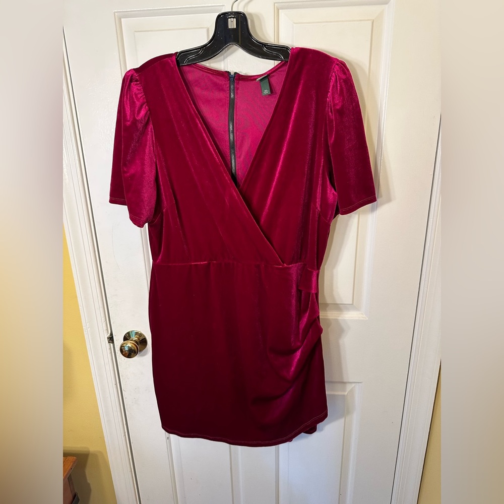 Wild Fable Mini Dress in Pink Velvet
